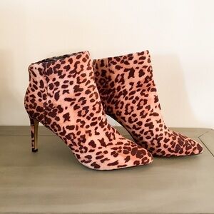 Express Leopard Animal Print Heeled Ankle Booties 8